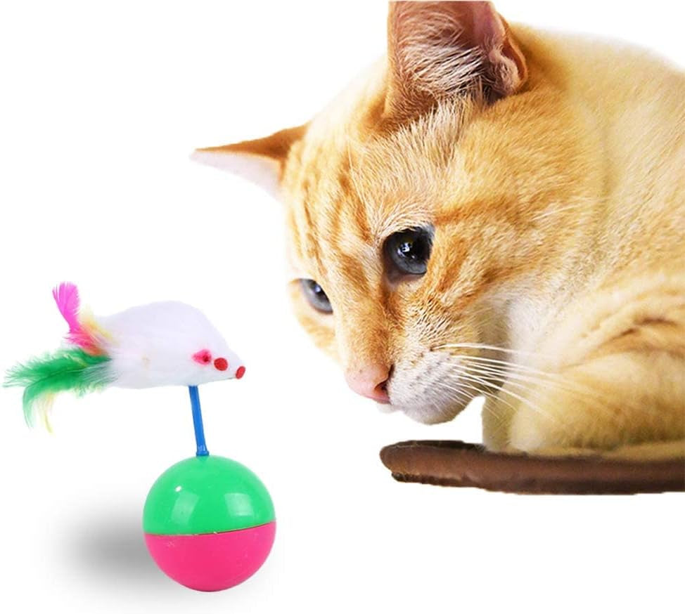 2 Pcs Cat Interactive Toys Ball Funny Interactive Plastic Mice Balance Swing Tumbler Ball for Cat Training Teasing Cat Toys