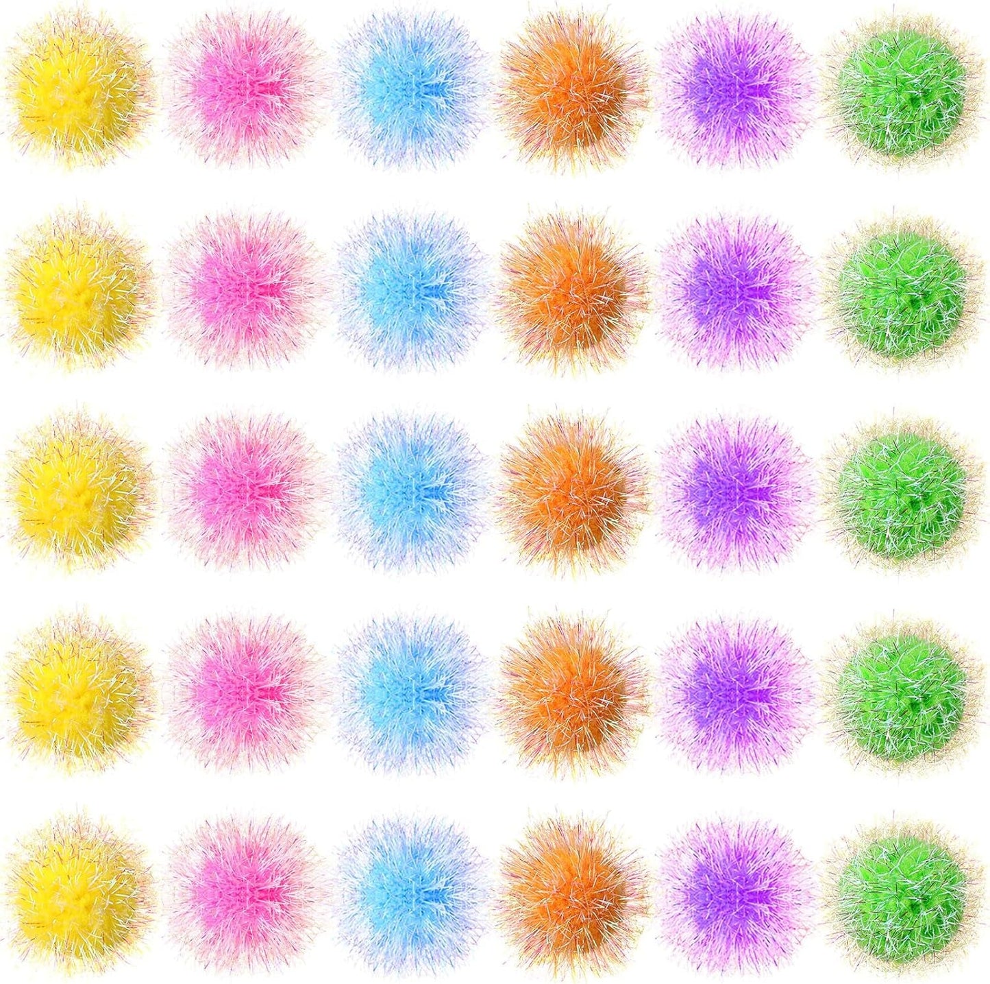 30 Pcs Polyester Film Cat Crinkle Balls Toys, Colorful Fuzzy Balls Lightweight Chew Cat Sponge Jingle Balls Cat Toys for Indoor Cats Kittens to Keep Fit (Crinkle Balls)