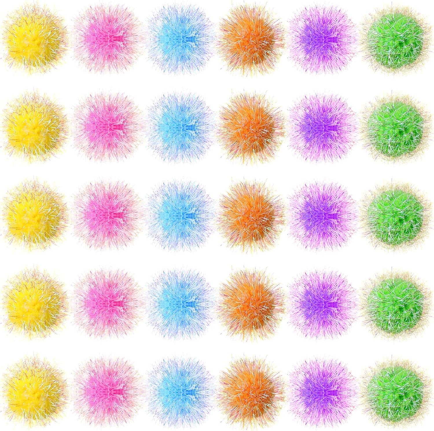 30 Pcs Polyester Film Cat Crinkle Balls Toys, Colorful Fuzzy Balls Lightweight Chew Cat Sponge Jingle Balls Cat Toys for Indoor Cats Kittens to Keep Fit (Crinkle Balls)