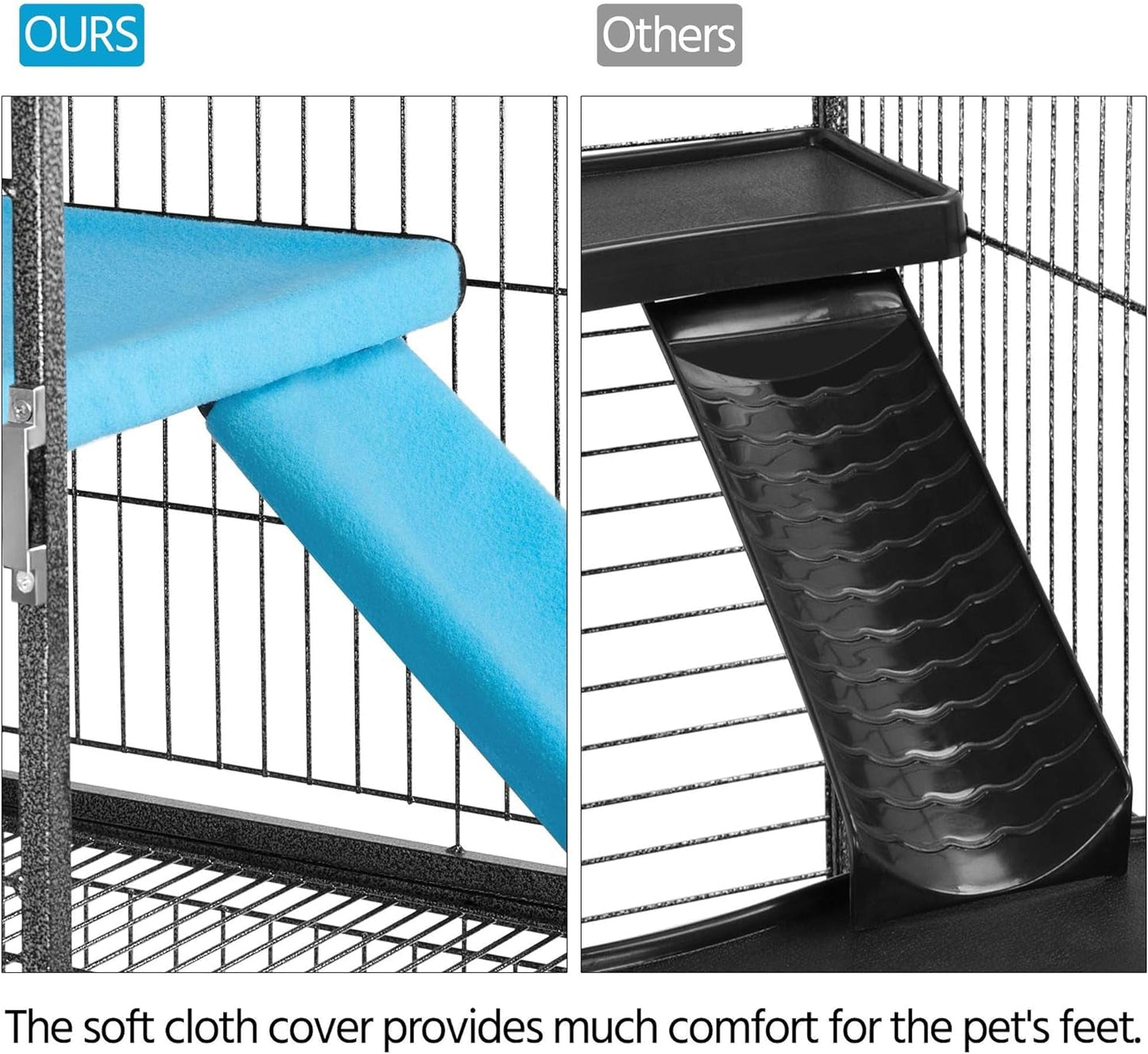 Yaheetech Metal Rolling Critter Nation Cage for Adult Rats/Ferrets/Chinchillas Small Animal Cage W/Removable Ramp & Platform Black