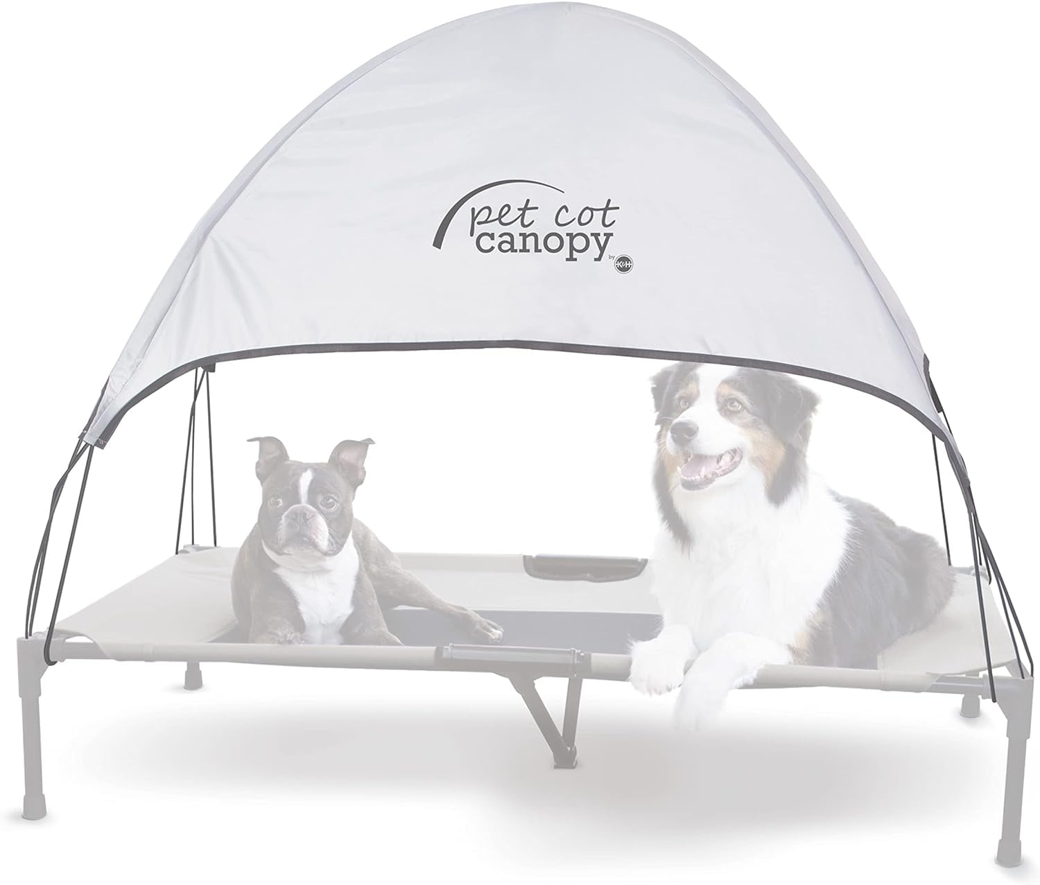 K&H Pet Products Pet Cot Shade Canopy for Elevated outside Dog Beds, Dog Sun Umbrella Canopy for Dog Cots (Cots Sold Separately), Gray X-Large 50 X 32 Inches