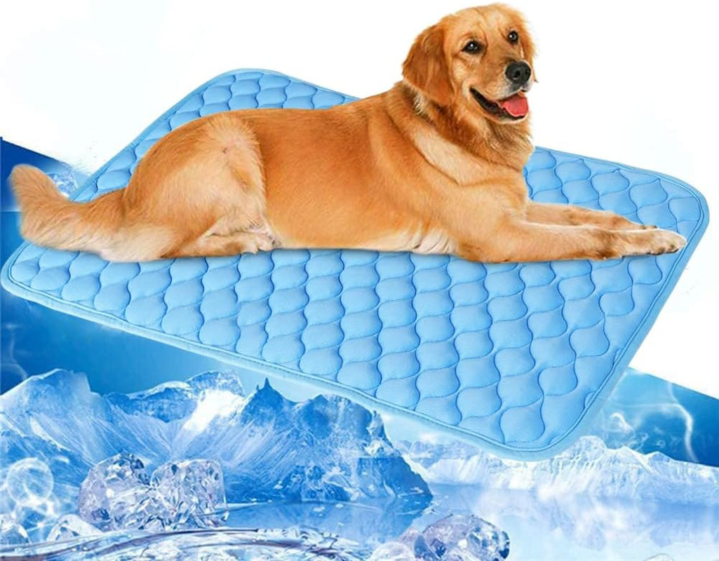 Extra Large Dog Cooling Mat,Dog Cooling Pad Self Cooling Blanket,Foldable Self Cooling Pad, Materials Safe, Easy Carry (Blue, 39.4X27.6Inch/100X70Cm)