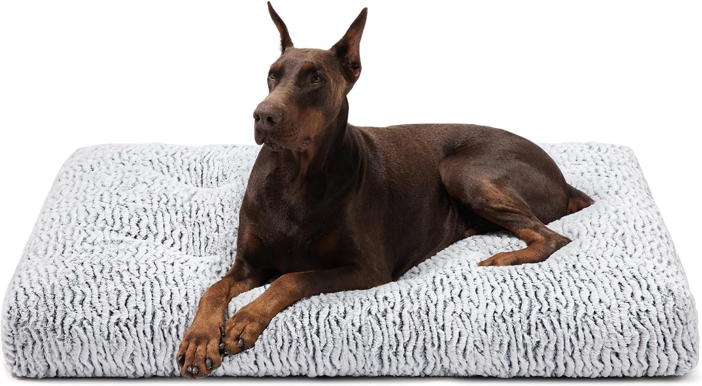 Bedsure Dog Bed for Medium Size Dog, Washable Deluxe Plush Dog Kennel Bed, Anti-Slip Pet Comfy Sleeping Mat for Crate, 29" X 21", Brown