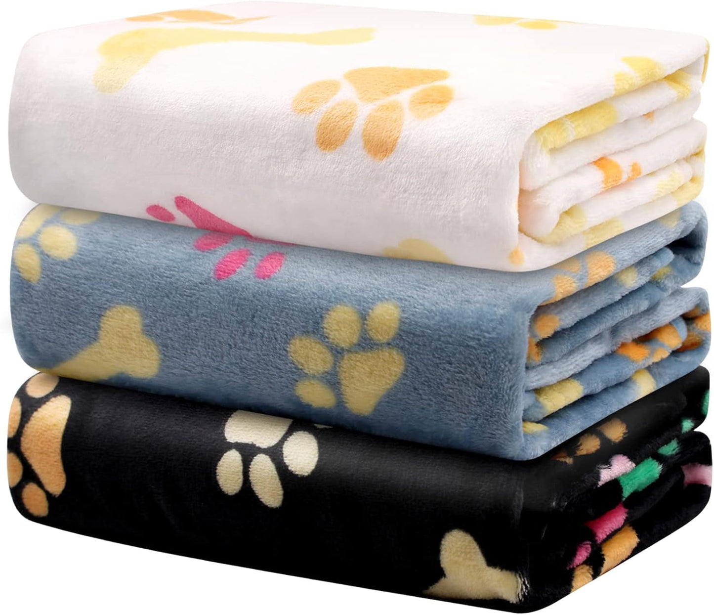 3 Pack Dog Blankets for Large Medium Small Dogs, Super Soft Warm Fluffy Flannel Pet Blanket for Puppy, Black, Grey, and White Cat Blanket, 30 * 20 Inches