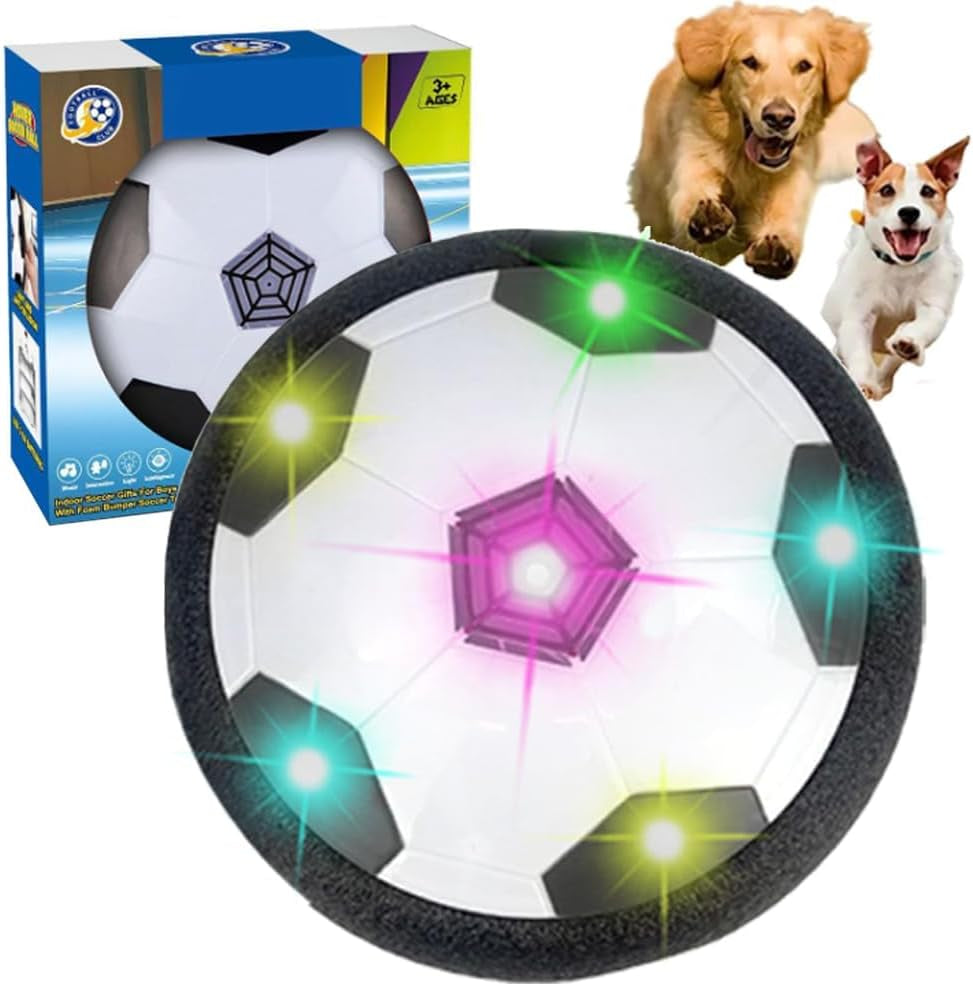 2PCS Active Gliding Disc, 2023 New Interactive Dog Toy Light up Gliding Disc Indoor Soccer Ball Games, Automatic Self Moving Ball Dog Flying Discs Toy Flying Saucer Ball for Dogs Pets (With Light)