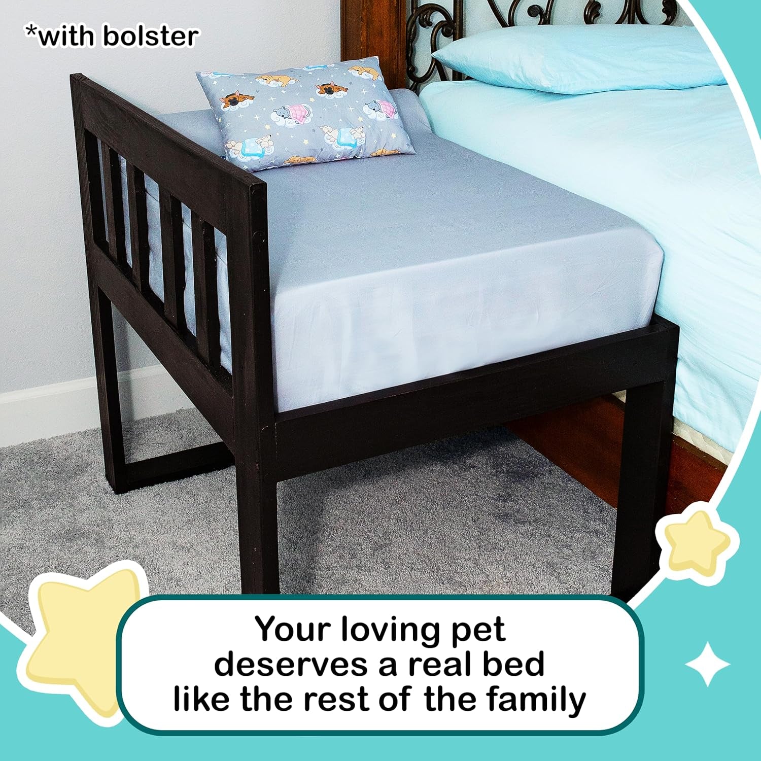 MATTRESS ONLY- Bedside Pet Bed Cosleeper- Dog Bassinet- Dog Bed Extension Attached to Human Bed- Platform Dog Bed- Raised Dog Bed Co Sleeper- Tall Dog Bed- Human Dog Bed (Standard)