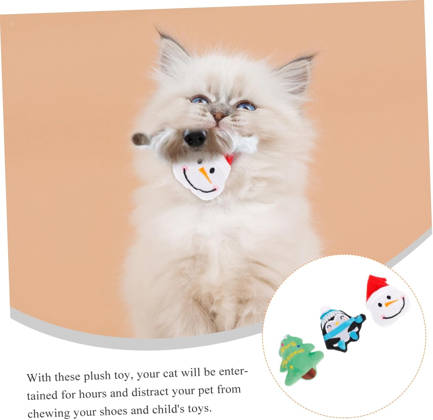 3Pcs Plush Puppy Christmas Toys Xmas Cat Toys Interactive Cat Toys Cat Scratcher Cat Biting Toy Cat Catnip Toys Pet Santa Toys Pet Toys Stuffed Toy Pet Supplies Chew Indoor Cat