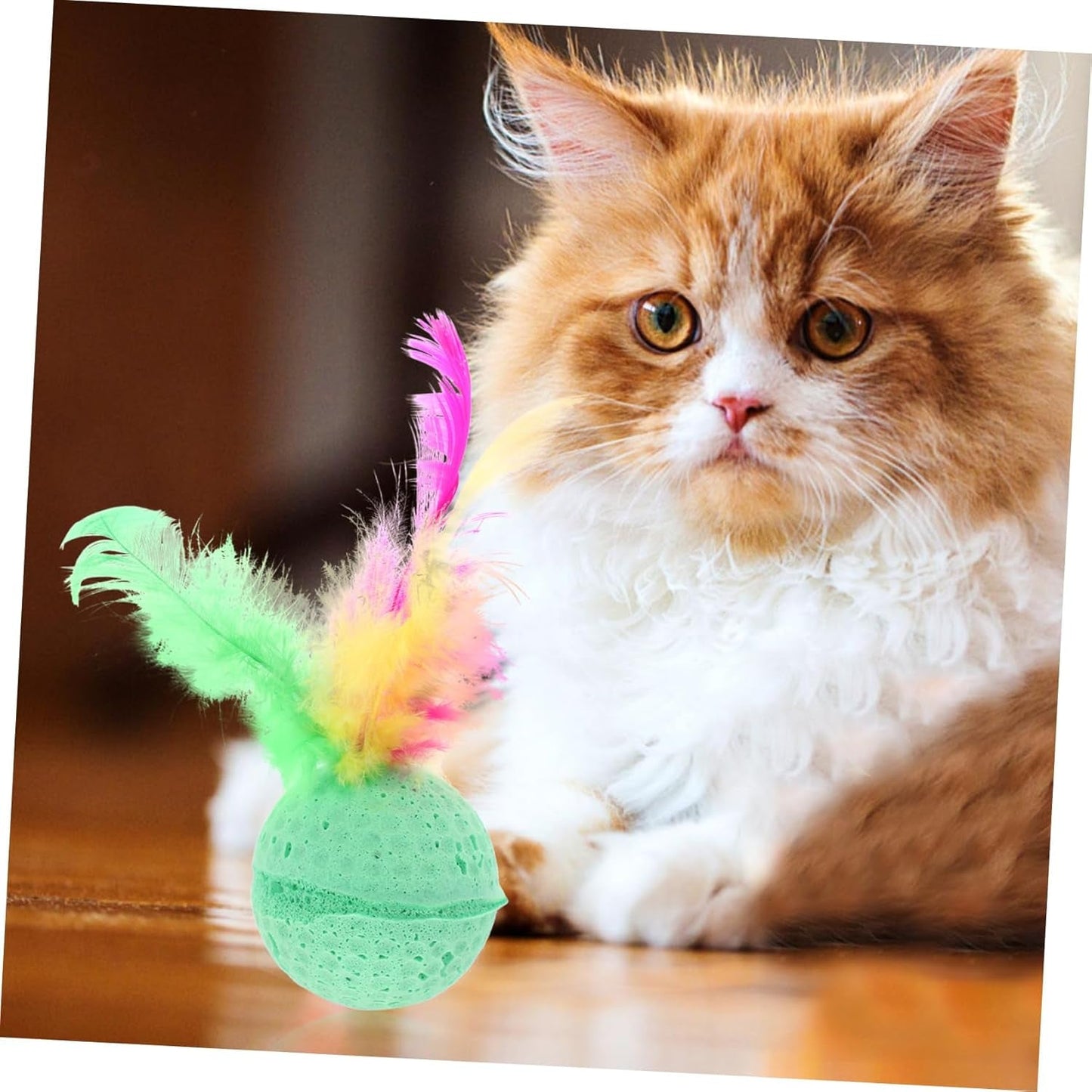 3 PCS Creative Cute Pet Toys Sponge Balls Kitty Kitten Toys Cat Catcher Toys with Feather Tails