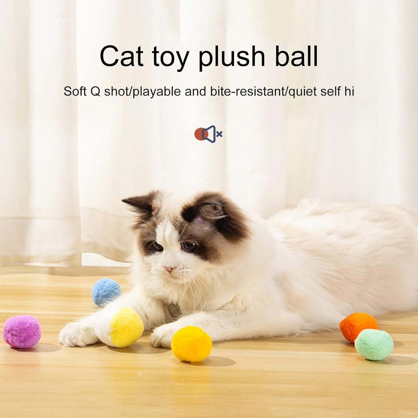 12Pcs/Box Cat Toys Balls, Multicolor Cat Plush Toy Balls for Kitten Training and Play, Soft Interactive Kitten Plush Toys for Indoor Cats S