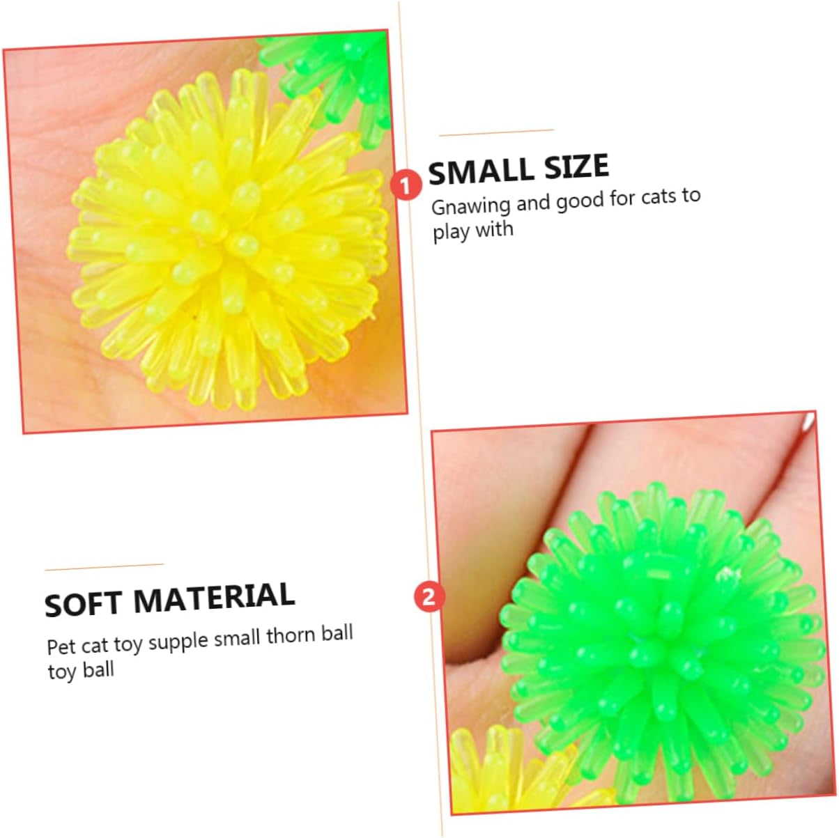 10Pcs Cat Prickly Ball Toy Ball Teething Toy Dog Chew Toys Fun Toy Cat Scratcher Toy Dog Soft Stab Balls Motion Pet Squeaky Chewing Balls Catnip Balls Plastic Kitten