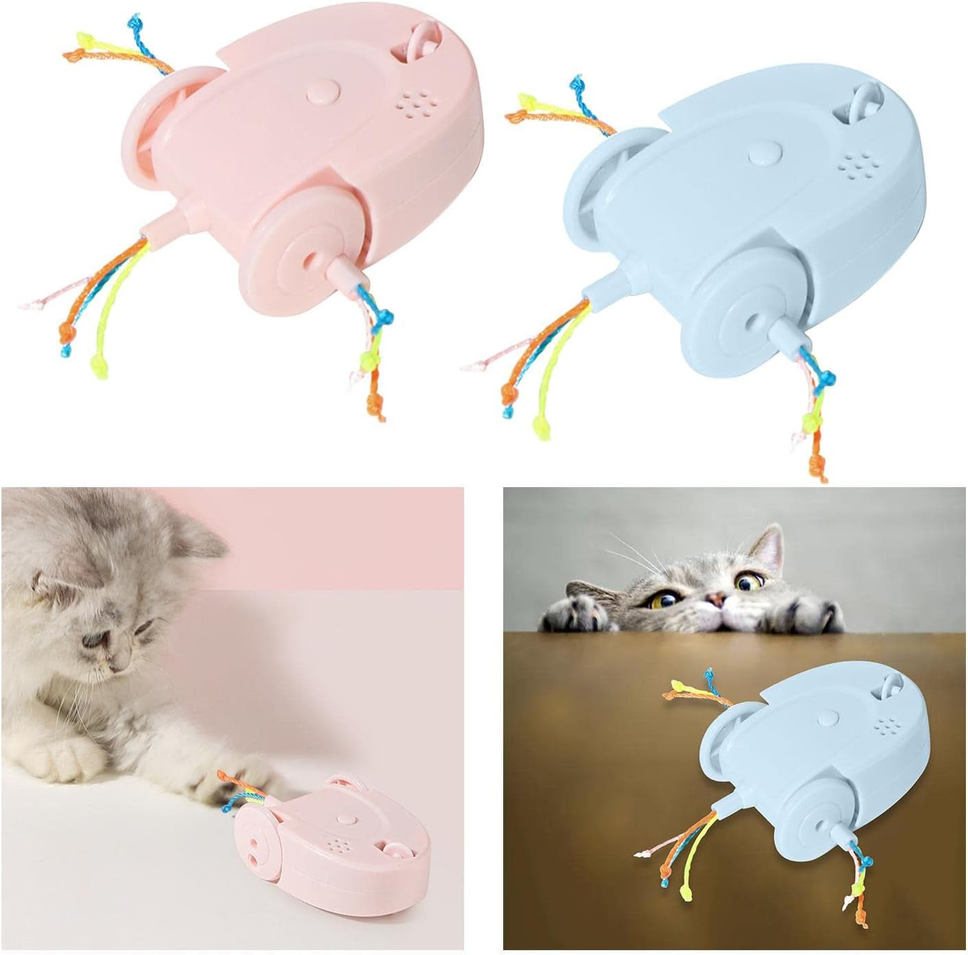 2Pieces Electric Cat Toys Interactive Puzzle Exercise Needs Smart Teasing Mice Toy Feather Moving Toys Pet Supplies