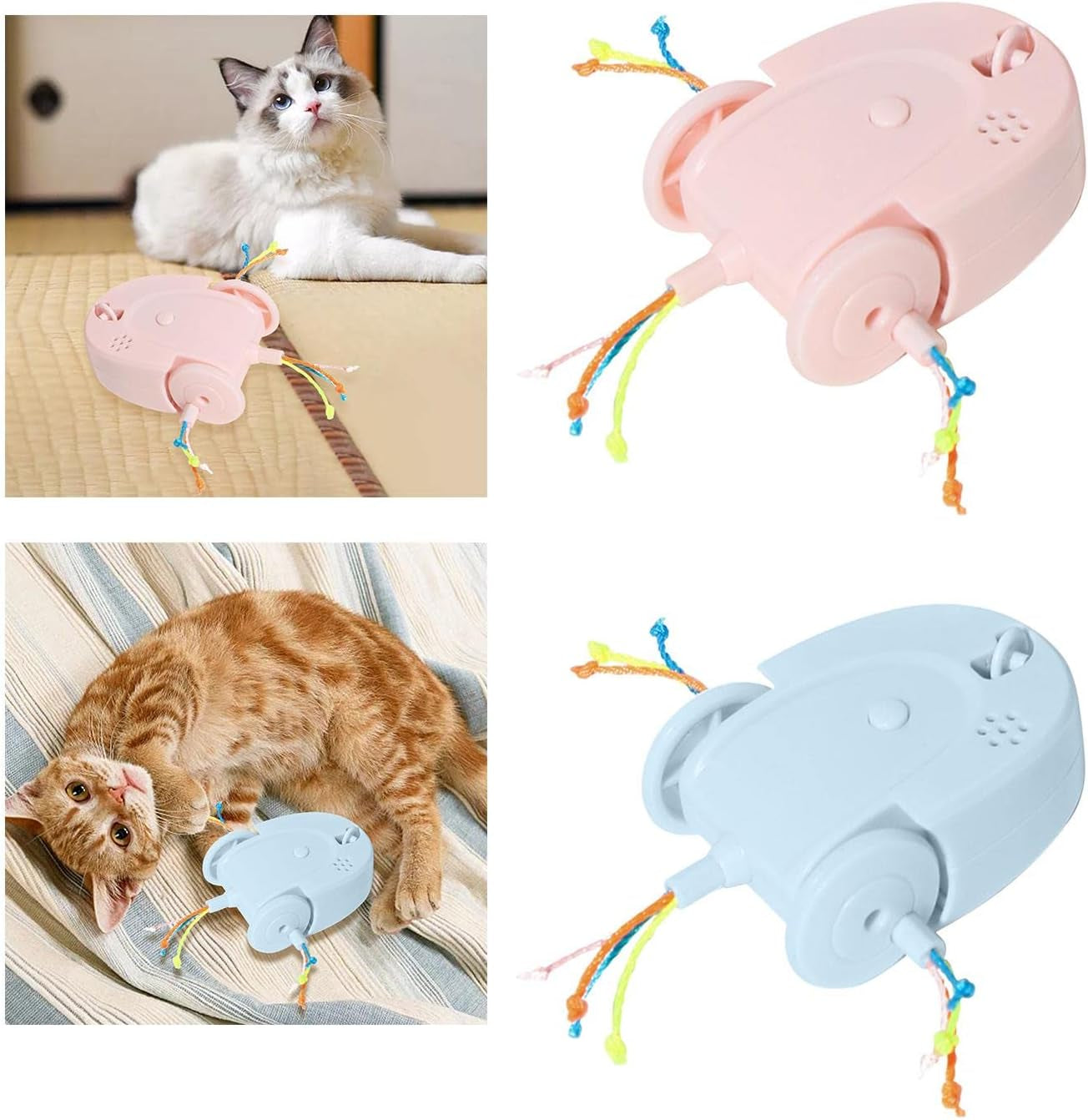 2Pieces Electric Cat Toys Interactive Puzzle Exercise Needs Smart Teasing Mice Toy Feather Moving Toys Pet Supplies