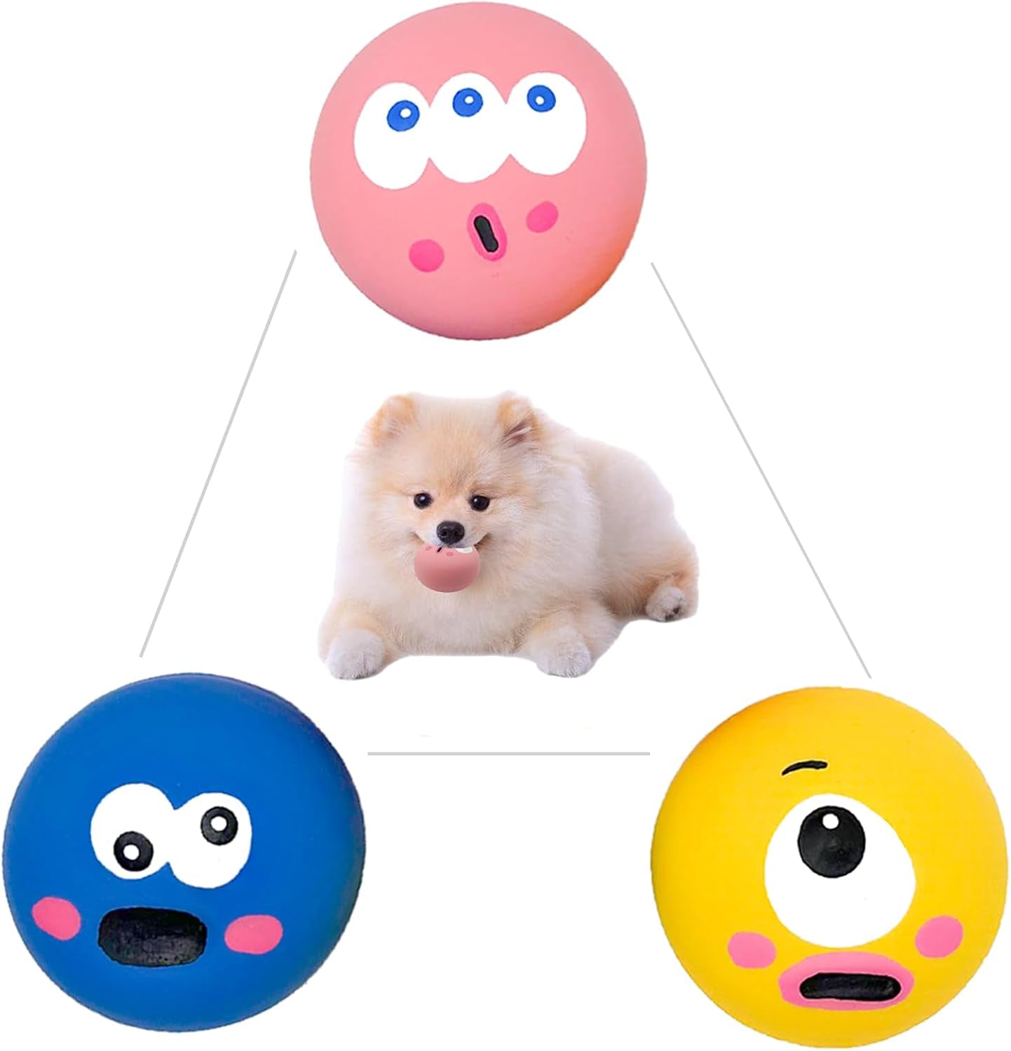 3Pcs Latex Squeaky Dog Toy for Small Dogs, Rubber Soft Puppy Dog Toys for Chewers, Cute Funny Small Dog Toys for Small Breed and Medium Pets Dogs