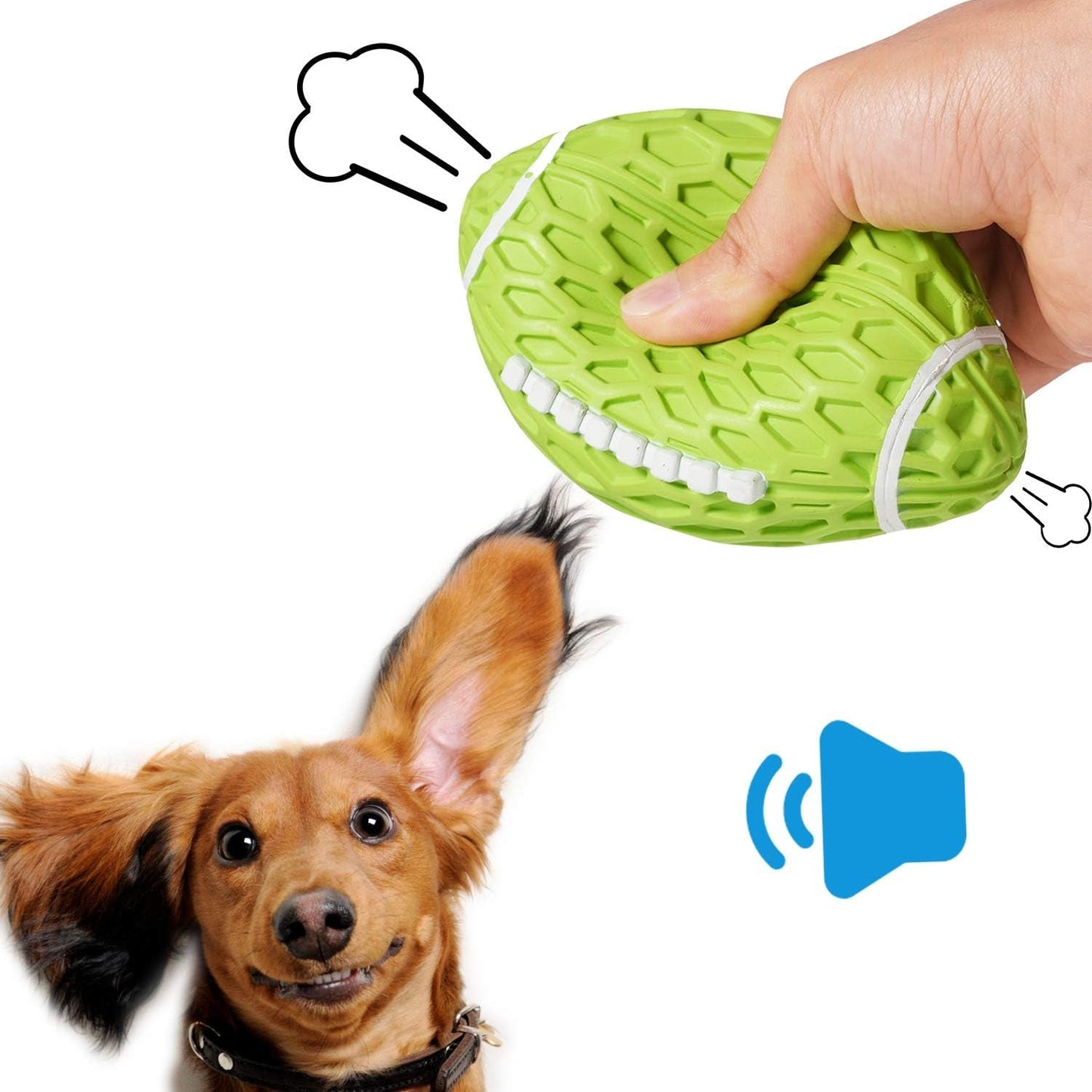 KOL Dog Plush Toys Dog Chew Toys Pet Squeaky Toys with Crinkle Paper, Interactive, Chewing and Durable Toys for Puppy Dogs and Medium Dogs. (Ball Green)