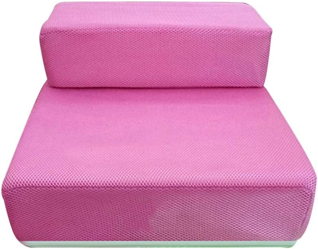 2 Steps Foldable Pet Steps Pet Stairs for Dog Cat Puppy Durable Comfortable Pink