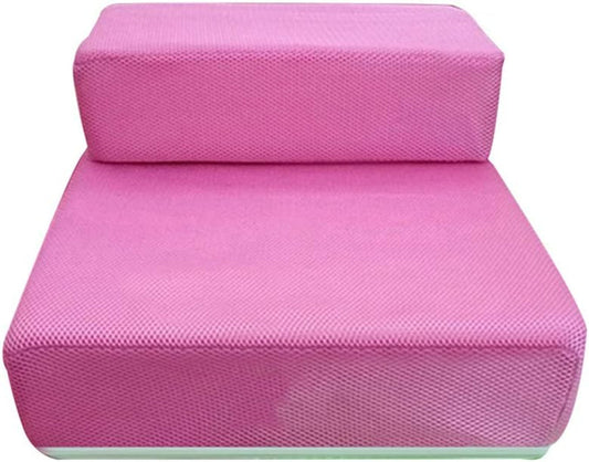 2 Steps Foldable Pet Steps Pet Stairs for Dog Cat Puppy Durable Comfortable Pink