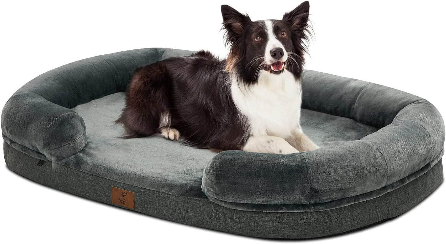 Dog Beds for Large Dogs, Washable Dog Bed with Removable Cover, Orthopedic Dog Bed with Egg-Crate Foam, Waterproof Dog Bed Nonskid Bottom, Pet Bed Large Dog Bed