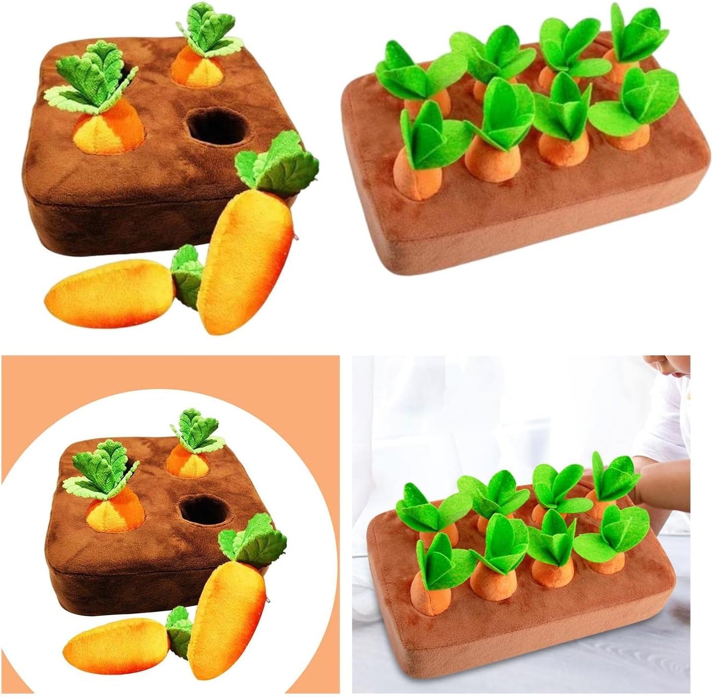 2 Set Creative Garden Carrot Plush Toy Cats Pull the Carrot Stuffed Toy Pet Interaction Vegetable Fruit Increase IQ Slow Feeder, 8 Carrots