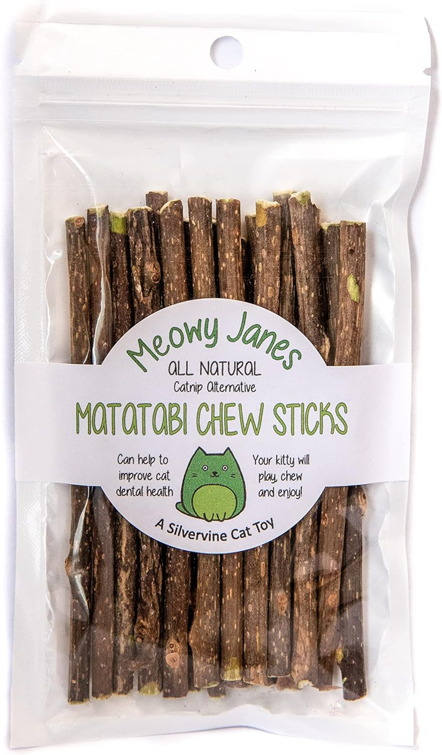 20 Ct Mini Matatabi Cat Chew Sticks - an All Natural Silvervine Cat Toy and Treat - Catnip Alternative