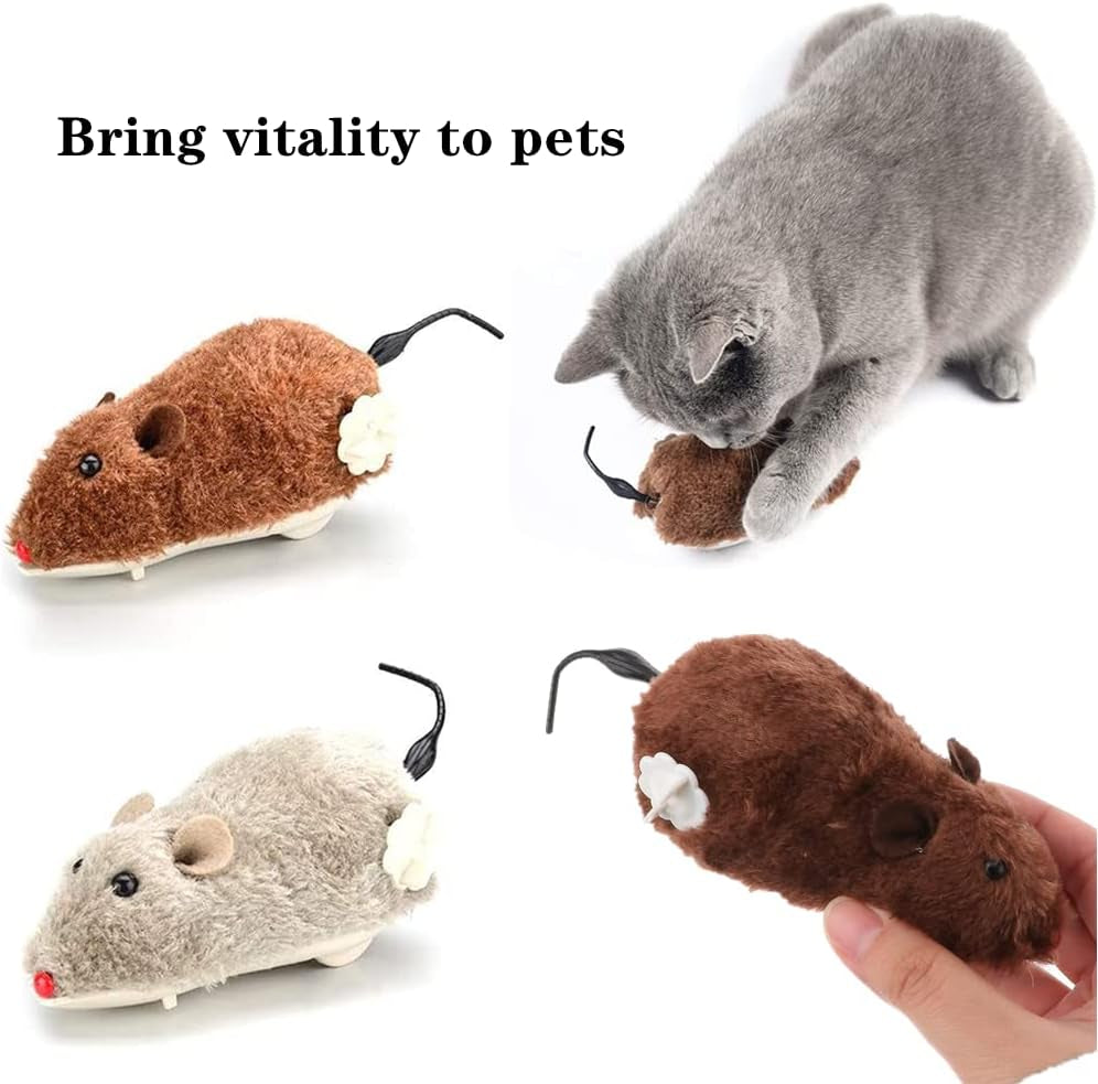 2 PCS Wind up Plush Mouse Toys Cute Clockwork Mouse Toy Mouse Rat Racing Set for Cat Dog Pet