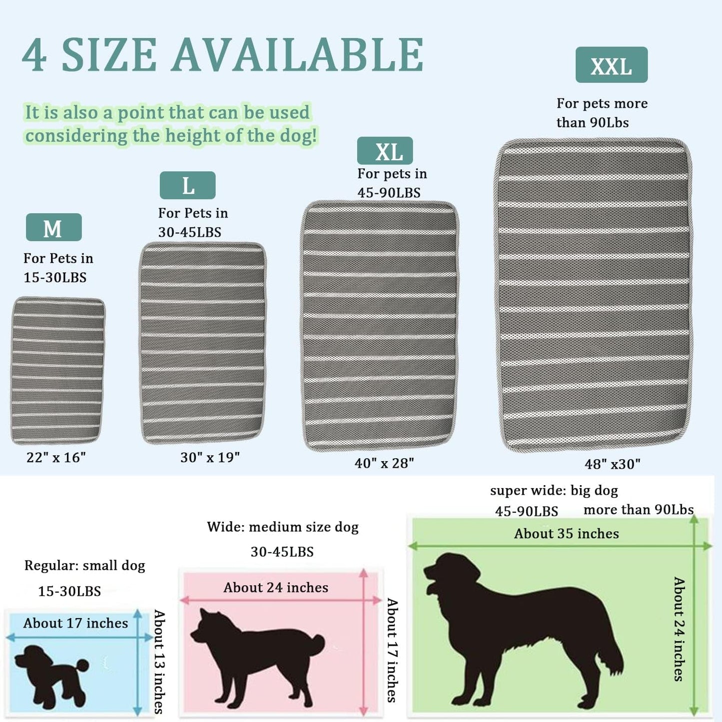 Breathable Dog Crate Mat with Anti-Slip Bottom,3D Air Mesh Pet Crate Pad,Non-Stuffy Dog Sleeping Mat Bed,Pet Mat, Machine Washable Pet Mat for Dog Sleeping (48X30'')