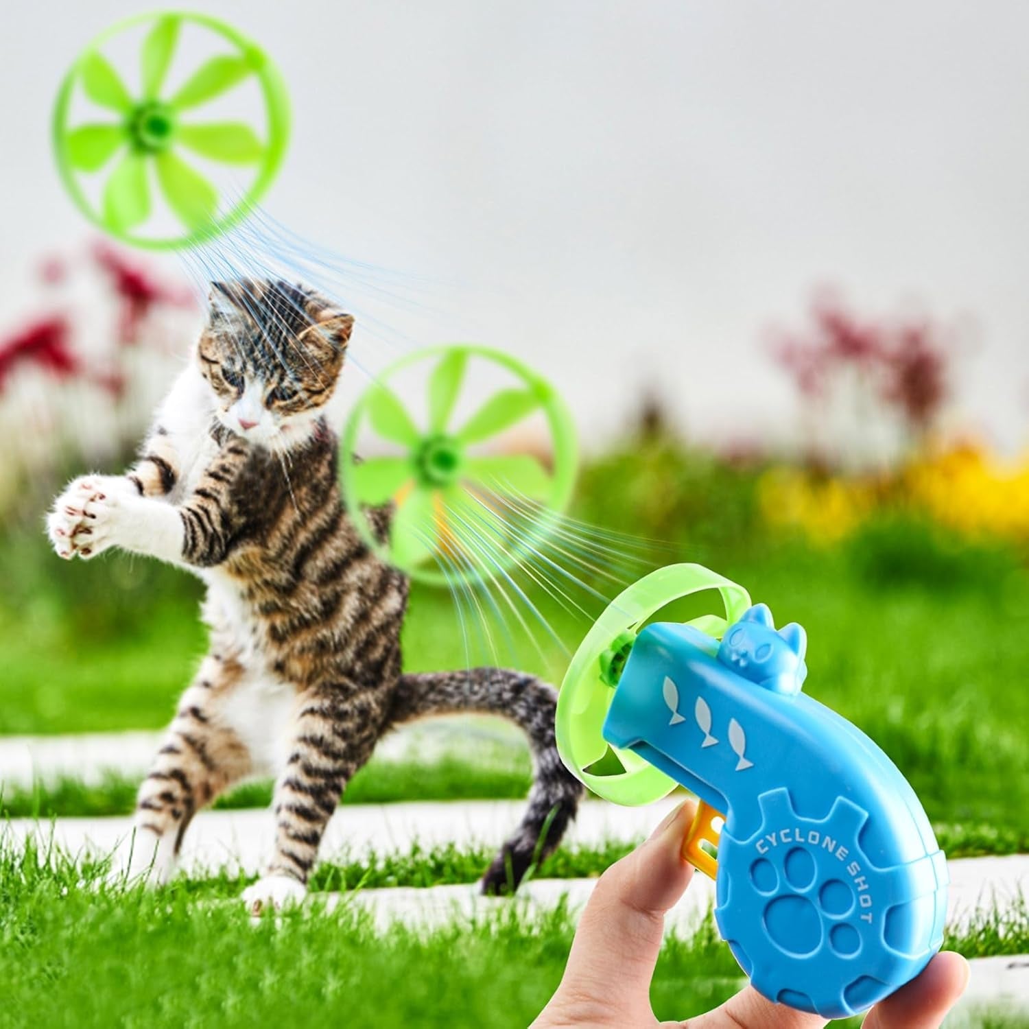 17Pcs Cat Fetch Toy,Cat Palying Tracking Interactive Toys with Flying Propellers for Cat Kitten Indoor and Outdoor Chasing Training Hunting Chasing Supply