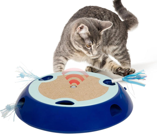 2In1 Interactive Cat Toys for Indoor Cats Automatic Whack a Mole Electronic Kitten Toy with Jute Mat Cute Mouse Toy