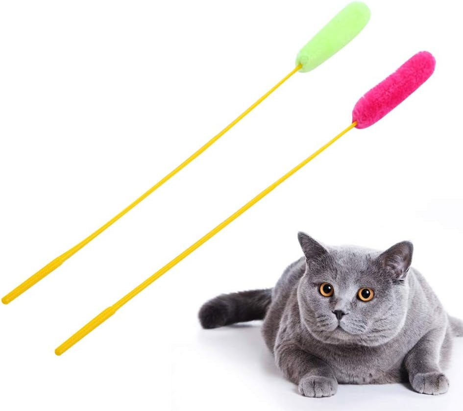 10Pcs Plush String Toy Training Wand Cat Interactive Plush Wand Toy Funny Stick Teaser for Cat Kitten (Random Color)- Dog Toy