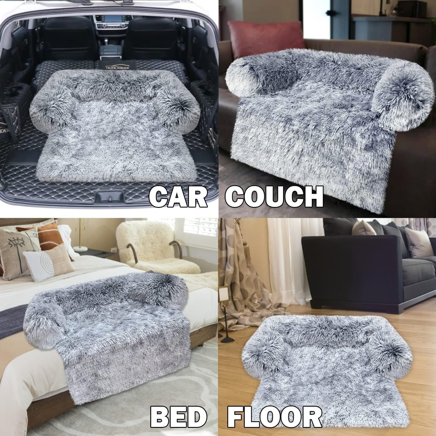 Dog Bed Dog Sofa Couch Calming Cat Beds Fluffy Plush Cats Mattress Comfy Washable Cover Puppy Kennel Pad Extra Large Medium Couches Dogs Sofa Blue Grey S