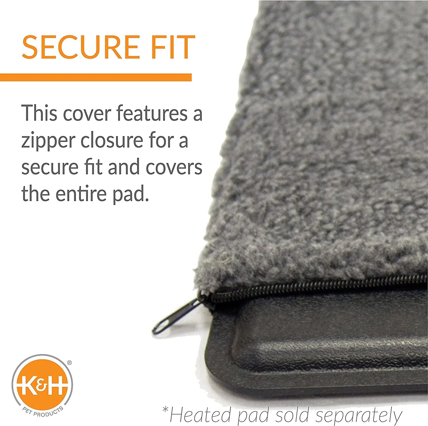 K&H Pet Products Lectro-Kennel Heated Pad Deluxe Cover (Pad Not Included) Gray Medium 16.5 X 22.5 Inches