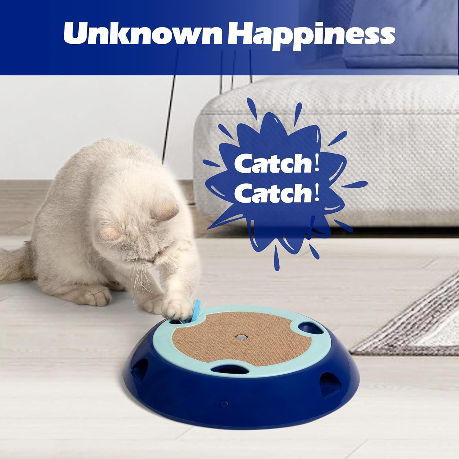 2In1 Interactive Cat Toys for Indoor Cats Automatic Whack a Mole Electronic Kitten Toy with Jute Mat Cute Mouse Toy