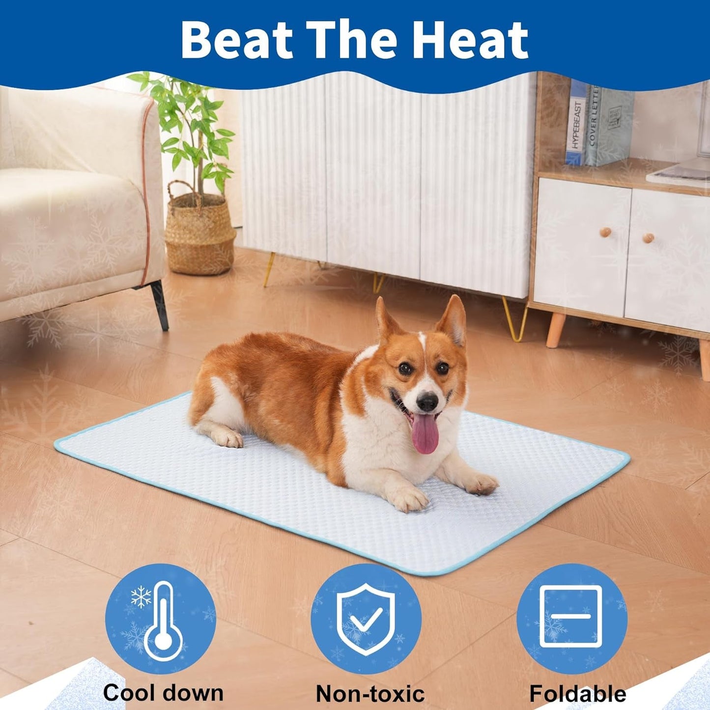 Dog Cooling Mat, Portable Pets Cooling Mat for Pets Family Use, Pets Cooling Pad Durable Machine Washble, Indoor Outdoor Uses in Crate, Kennel, Bed, Sofa or Car (L(40"X28"))