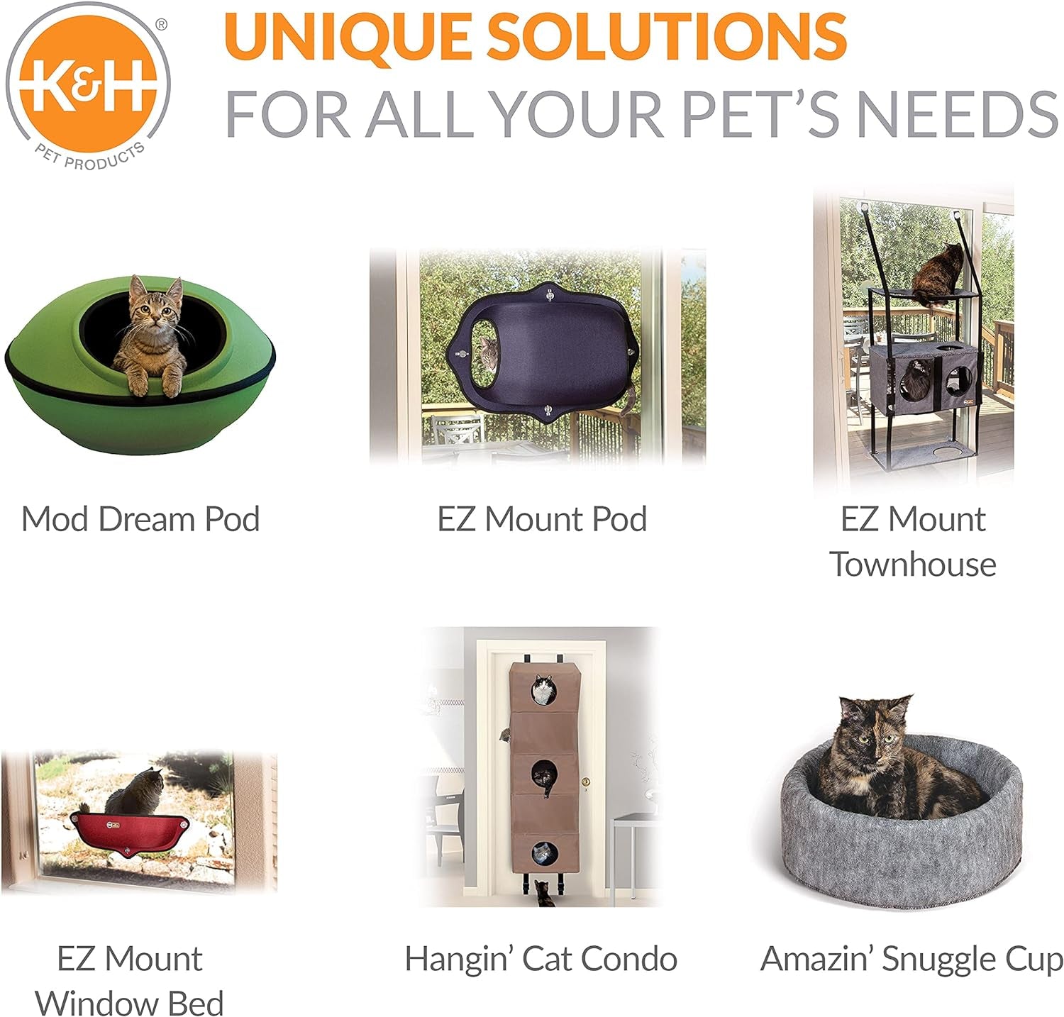 K&H Pet Products Cat Tower Tree Condo for Indoor Cats, Modern Cute Cat Hammock Bed, Kitten & Adult House Activity Center Playground Tree Cave Large Cozy Hideaway - 3 Level Gray 22 X 30