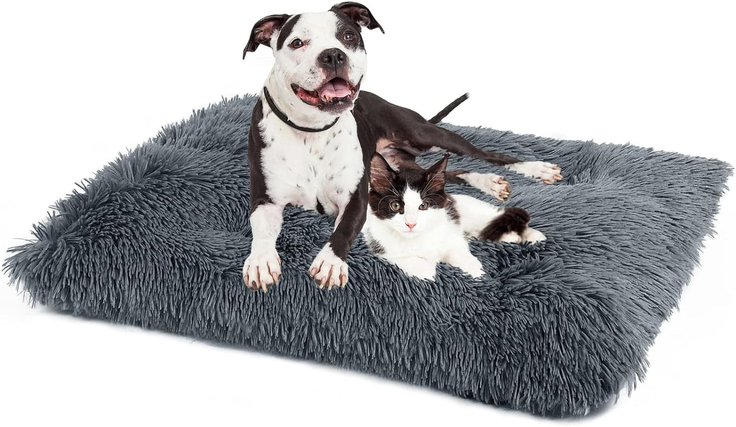 Dog Bed Crate Pad,Plush Soft Pet Beds,Double Sided Available Dog Bed Crate,Washable Dog Bed Mats for Medium Small Dogs and Cats,18"X24"