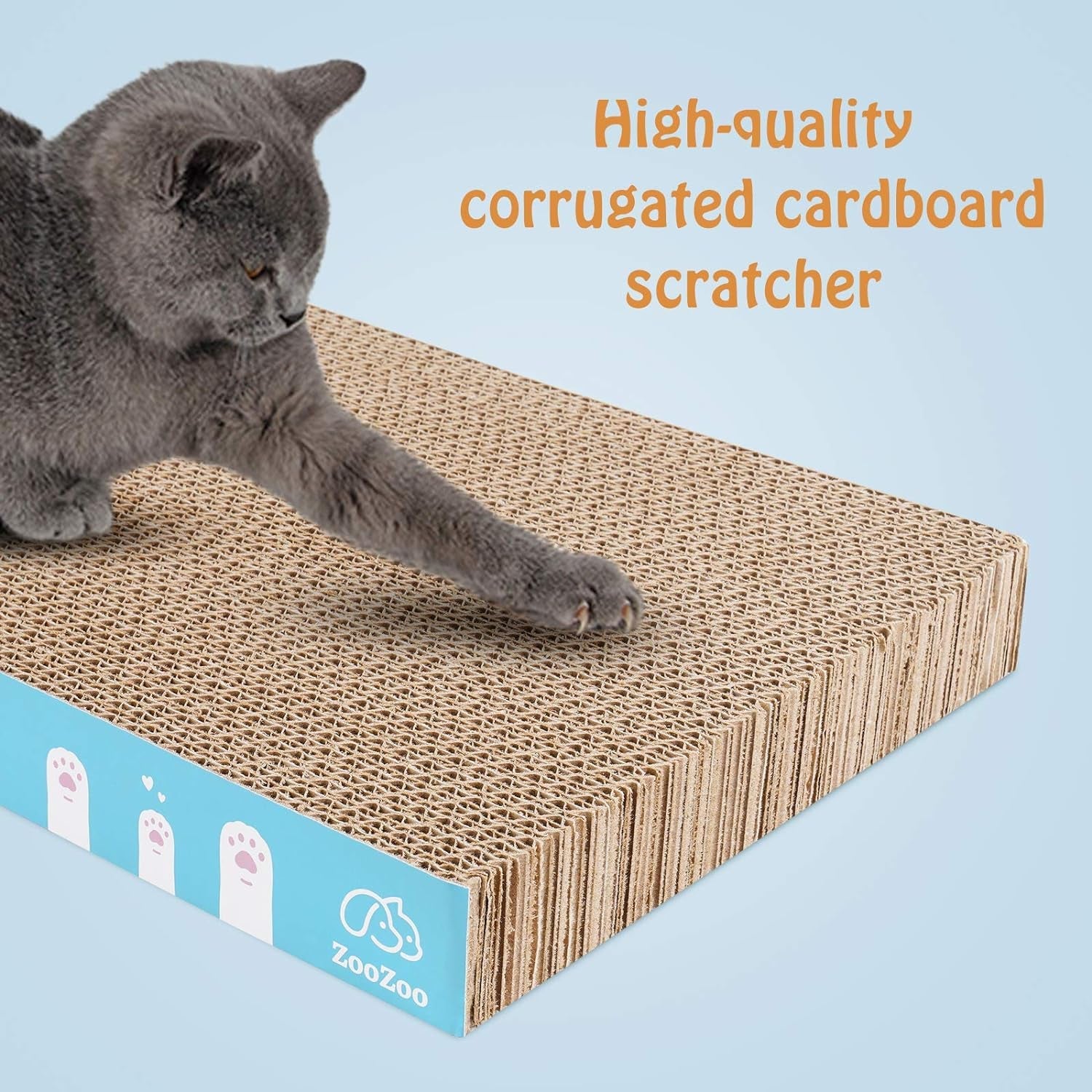 3 Pack Zoozoo Cat Scratching Board Set, Plain Cat Scratching Post Pad Made of Durable Corrugated Cardboard for Stress Relief, Pet Scratcher Fidget Toy Gift Claw Comfort