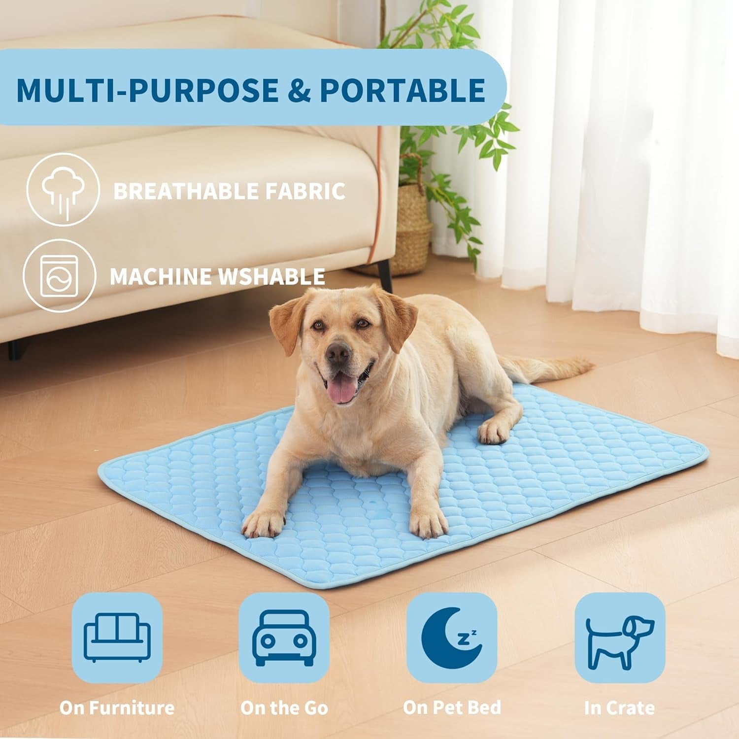 MARUNDA Self Dog Cooling Mat, Washable Ice Silk Cooling Mat for Small Medium Large Dogs and Cats, Pet Sleeping Pad for Crate, Bed, Indoor,Car Seats.