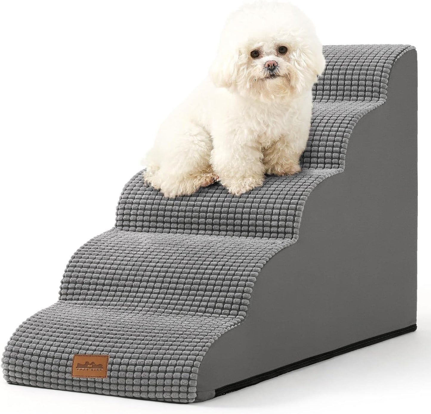 Dog Stairs Dog Steps Dog Ramp for Small Dogs and Cats,Pets Stairs Pets Steps with High Density Lightweight Sponge Suitable for High Beds Sofa(Grey,Two Steps)