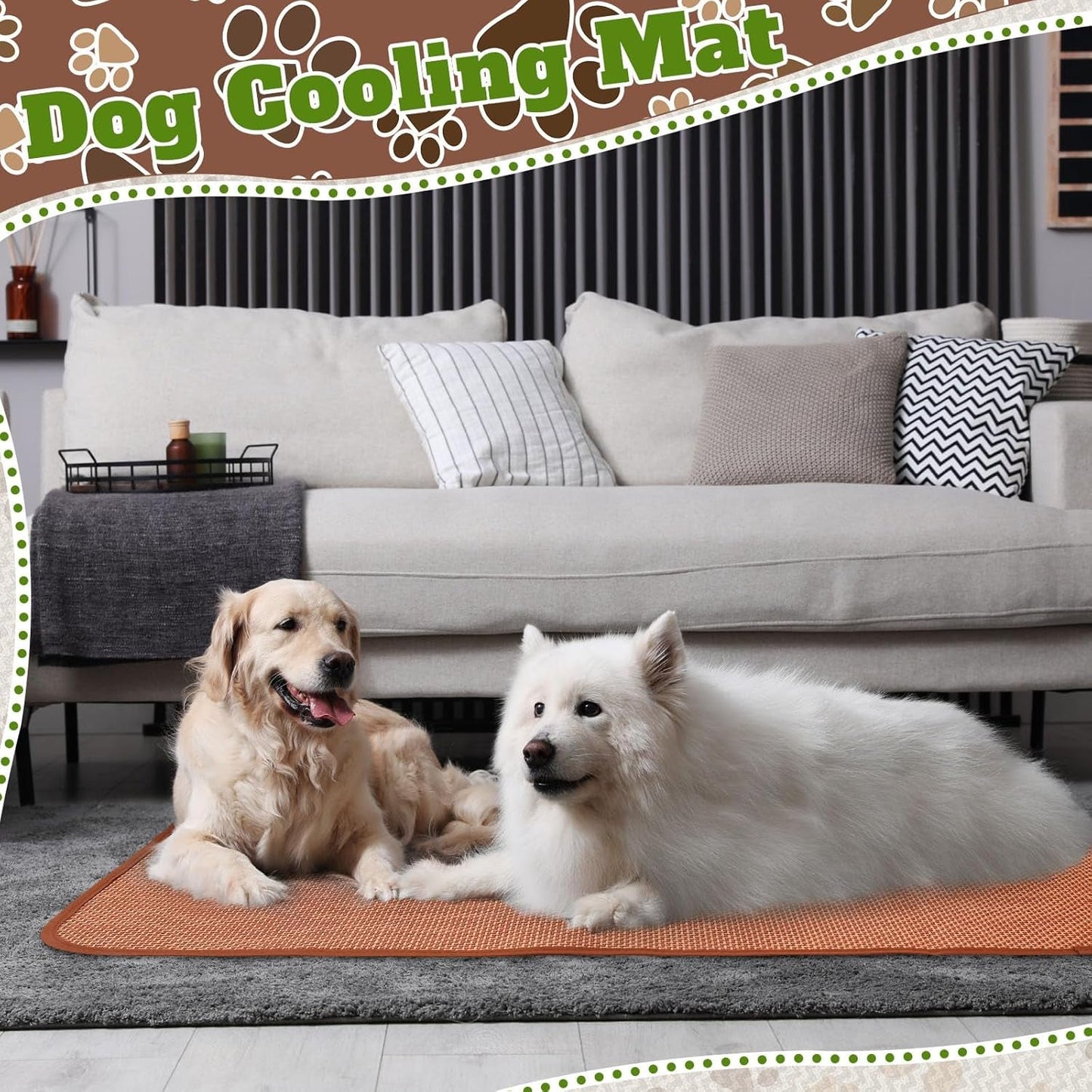 2 Pcs 39.4 X 27.6 Inch Bamboo Dog Cooling Mat Self Cool Pad Seats Summer Rattan Woven Pet Sleeping Rest Mats for Medium Sized Pets