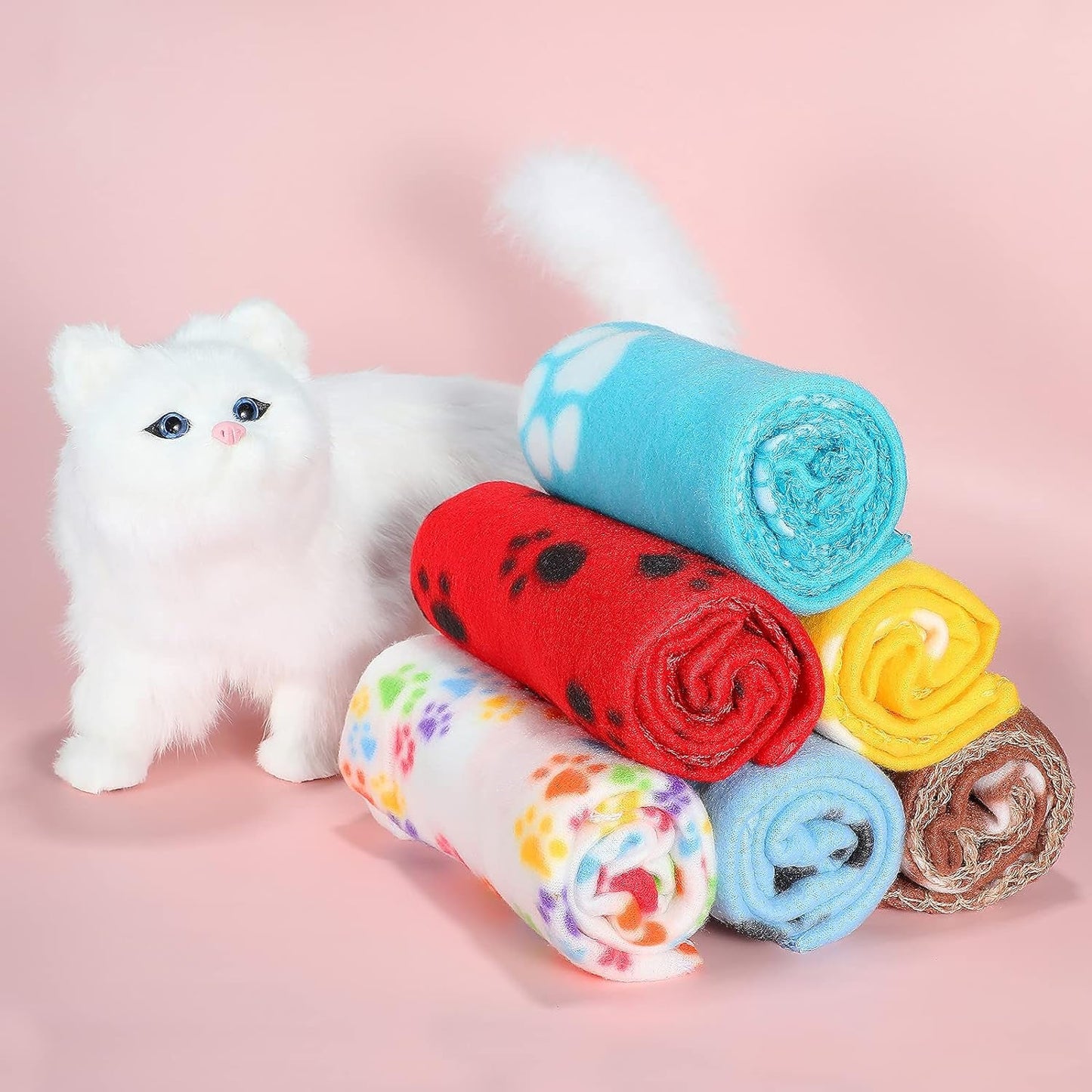 15 Pieces Puppy Kitten Blanket Cute Dog Cat Bed Blanket Pet Sleep Mat Pad Bed Cover Soft Printed Dog Sleep Blanket for Dog Cat Kitten Puppy Small Animals, 15 Colors (Paw Print Patterns)