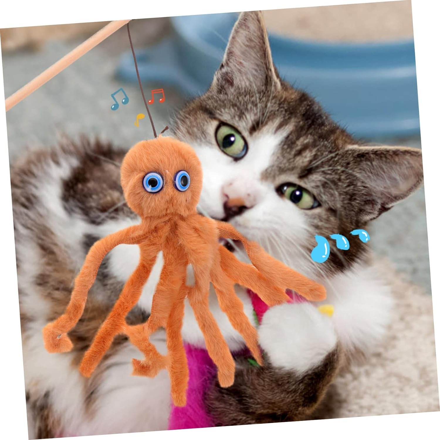 2Pcs Chew Toys Cat Toy Cat Fishing Pole Toy Stuffed Toy Octopus Toys Dealspet Supplies Teasing Toy for Cat Wand Toys for Indoor Cats Wooden Pole Cat Teaser Stick Plush