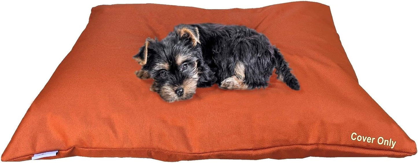 Do It Yourself DIY Pet Bed Pillow Duvet Waterproof Cover for Dog or Cat in Medium 37"X29" Vibrant Rust Color - Cover Only