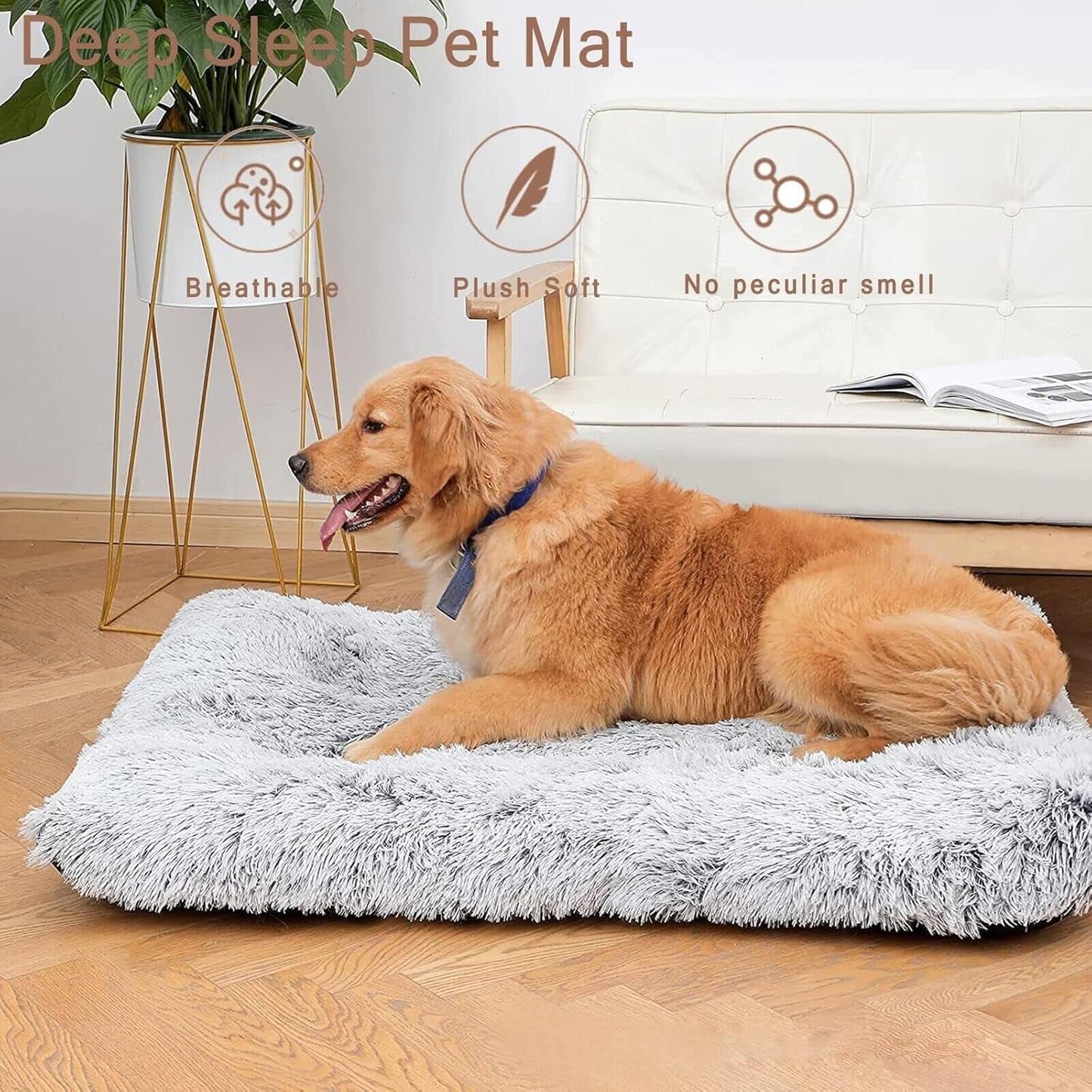 CHUKCHI Large Dog Bed, Non-Slip Soft Plush Dog Cage Bed, Plush Soft Pet Beds,For Large Medium Small Dogs and Cats Dog Bed Pad