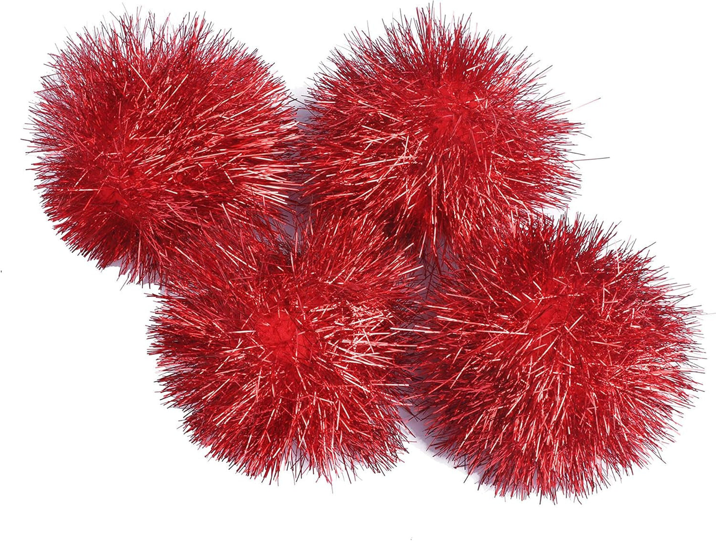 15Pcs Jumbo Pom Bushy Sparkle Ball Cat Toy, Interactive Glitter Pom Pom Cat Toy Balls for Kittens (With Tinsel:3 Inch,Black)