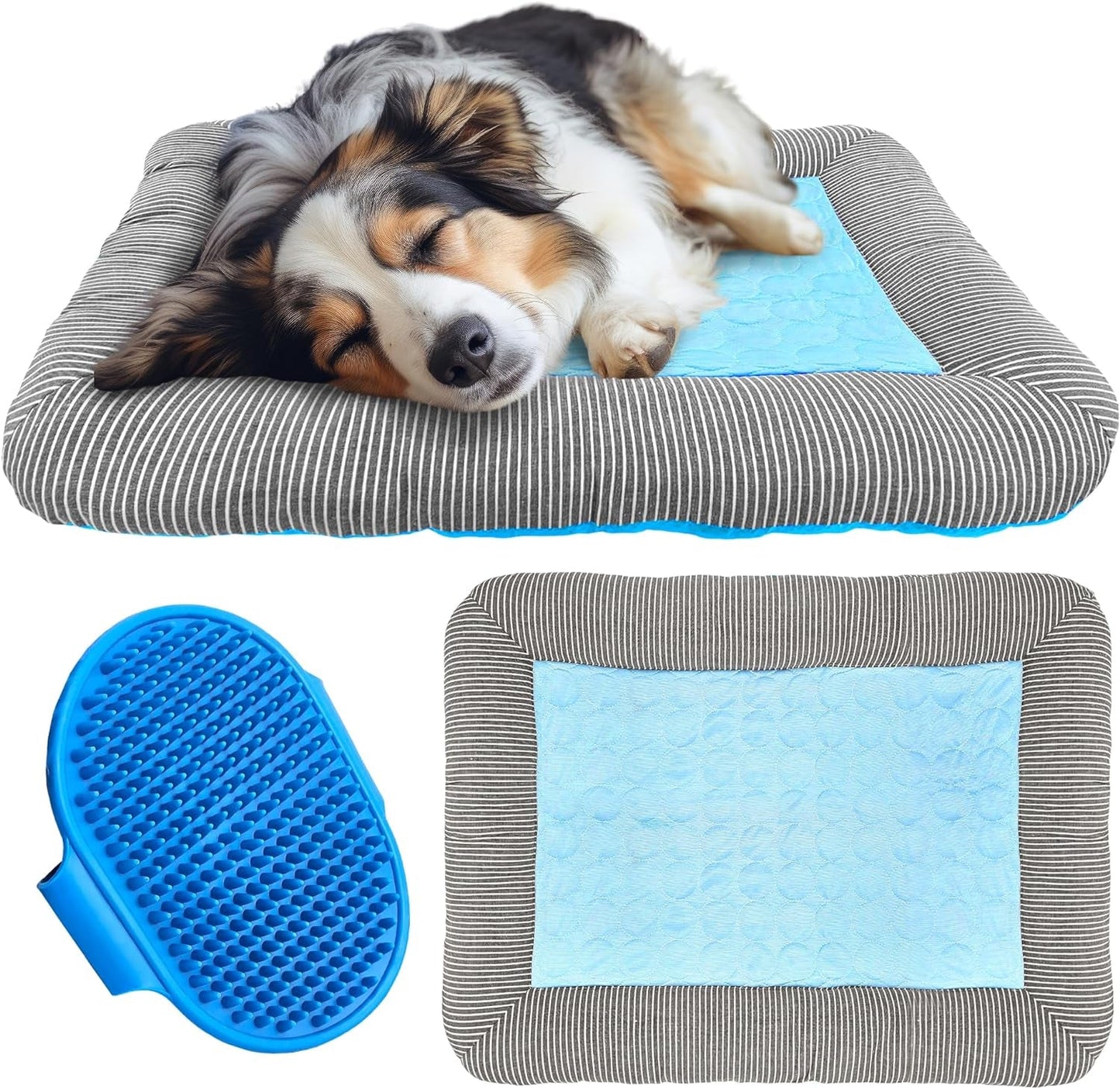 Dog Mat, Dog Cooling Mat, Pet Cooling Mat, with Silicone Pet Brush, Cooling Pad for Dogs