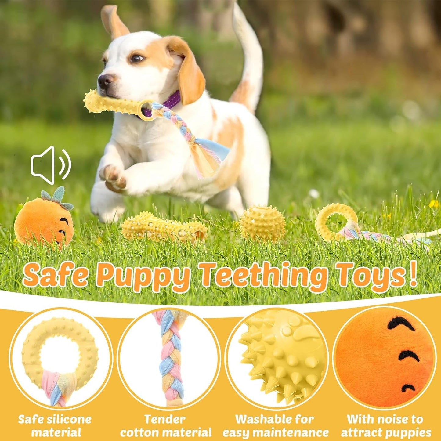 20 Pcs Puppy Toys for Teething Chew Toys for Small Dogs Cute Yellow Soft Squeaky Puppy Teething Toys Rubber Outdoor Interactive Dog Toys for Puppies Small Breed Cleaning Doggy Teeth