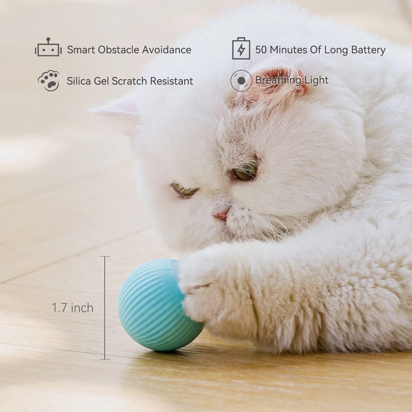 2022 Smart Interactive Cat Toy Ball,The New Kitten Toys with Breathing Light,Type-C Charge. (Pink)