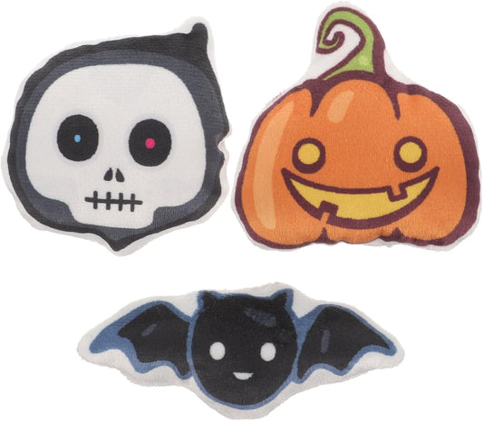 3Pcs Halloween Cat Catnip Toys Skull Pumpkin Bat Shaped Interactive Toys Plush Cat Teething Toys for Indoor Outdoor Cat Play