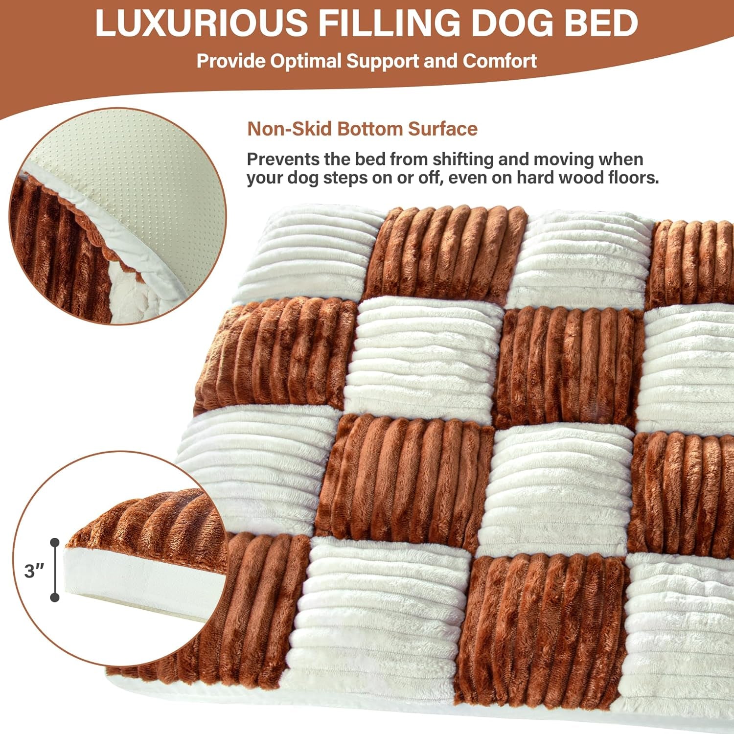 Dog Beds Large Sized Dog Couch Waterproof Dog Bed Washable Dog Pet Bed with Removable Cover & Nonskid Bottom & Waterproof Lining Large Dog Bed Sofa Anti-Slip Pet Sleeping Mat 36 X 24 X 3 Inch