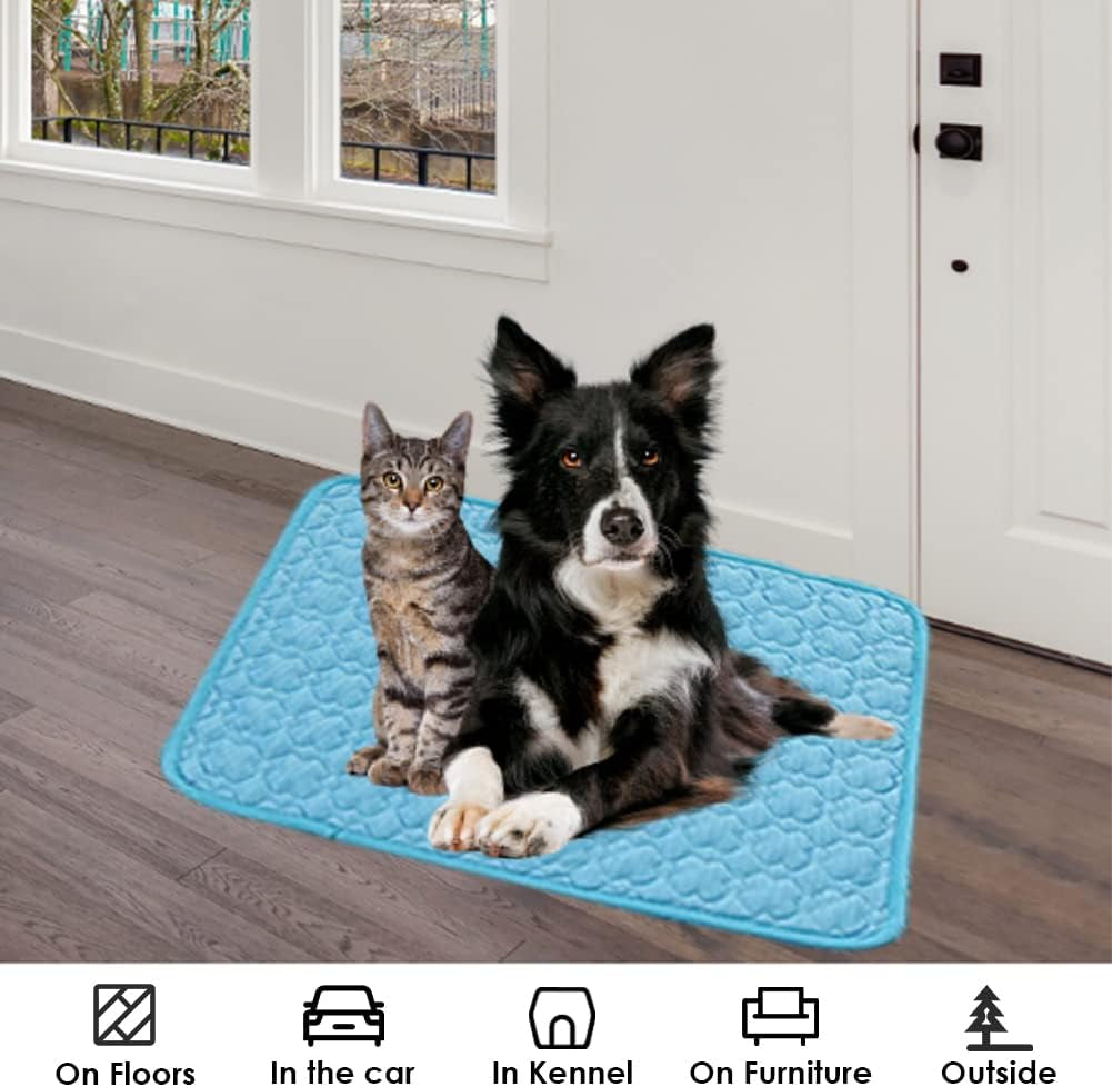 Feimax Dog Cooling Mat, Pet Summer Pads Cat Ice Silk Self Bed Sleeping Washable & Portable Cushion Home or Outdoor for Kennel/Sofa/Bed/Floor/Car Seats Small Medium Large Dogs Cats