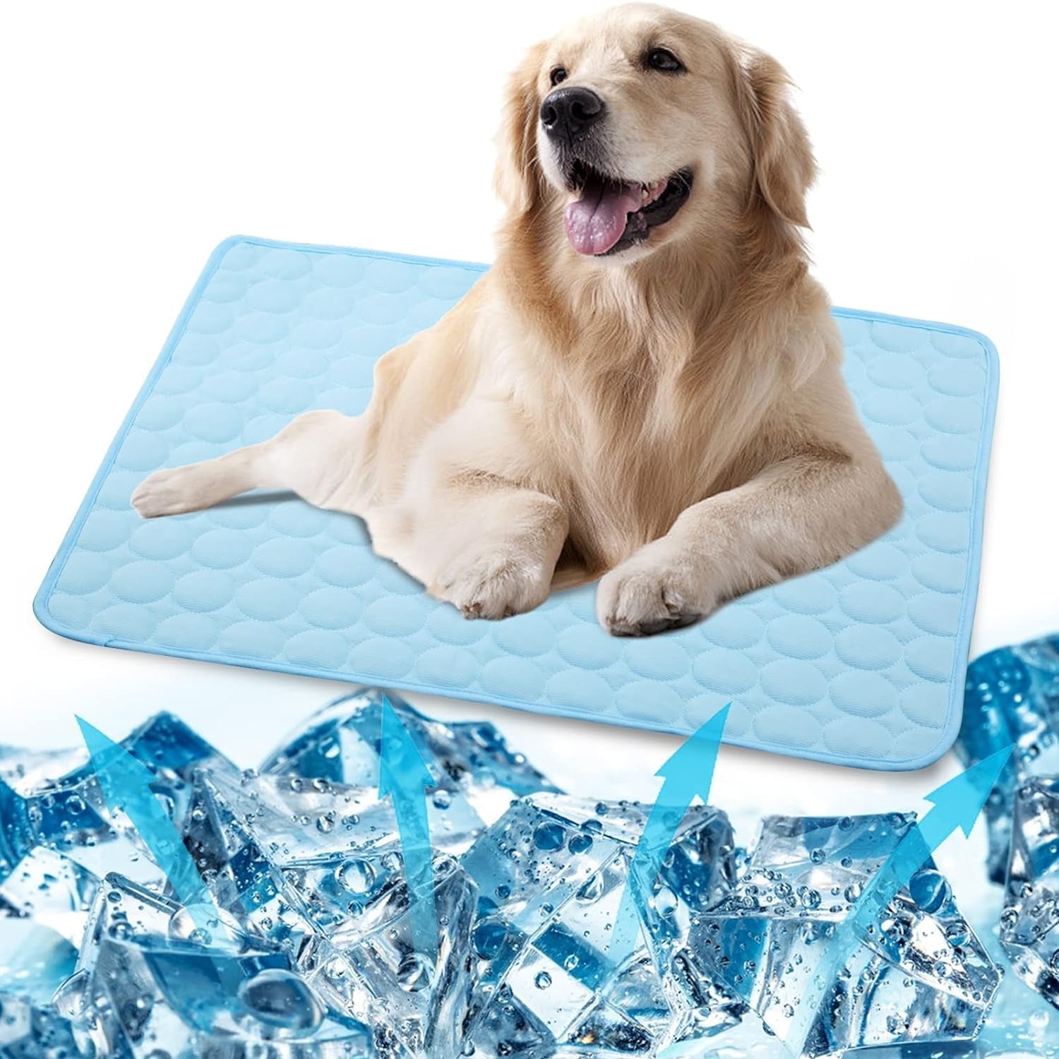 Dog Cooling Mat,Ice Silk Washable Pet Cooling Pad,Self Cooling,Non-Toxic Breathable Sleep Bed Beach for Large Dogs Cats